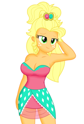 Size: 1920x2800 | Tagged: safe, edit, editor:ah96, applejack, equestria girls, applejewel, applerack, armpits, breast edit, breasts, cleavage, female, ms paint, shading, simple background, smiling, white background