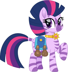 Size: 1414x1500 | Tagged: safe, alternate version, artist:cloudyglow, twilight sparkle, zebra, amulet, cute, dock, female, jewelry, mare, potion, raised hoof, simple background, solo, species swap, transparent background, twiabetes, zebrafied