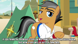 Size: 1280x720 | Tagged: safe, edit, edited screencap, editor:jaredking203, screencap, quibble pants, earth pony, pony, common ground, caption, image macro, male, meme, stallion, text