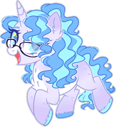 Size: 1930x2115 | Tagged: safe, artist:kurosawakuro, oc, oc only, pony, unicorn, cute, female, glasses, magical lesbian spawn, mare, ocbetes, offspring, parent:pinkie pie, parent:vinyl scratch, parents:vinylpie, simple background, solo, transparent background