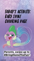 Size: 1080x1920 | Tagged: safe, spike, dragon, my little pony: pony life, bringhomethefun, coronavirus, covid-19, instagram story, official, solo, text