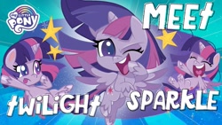 Size: 1280x720 | Tagged: safe, part of a set, twilight sparkle, twilight sparkle (alicorn), alicorn, pony, my little pony: pony life, multeity, my little pony logo, solo, youtube link, youtube thumbnail