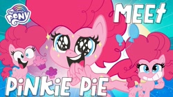 Size: 1280x720 | Tagged: safe, derpibooru import, part of a set, pinkie pie, earth pony, pony, my little pony: pony life, multeity, my little pony logo, solo, youtube link, youtube thumbnail