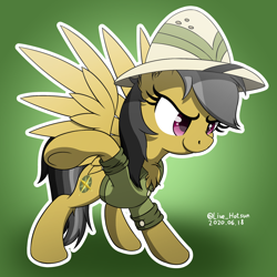 Size: 1600x1600 | Tagged: safe, artist:livehotsun, daring do, pegasus, pony, chest fluff, clothes, cute, ear fluff, female, hat, mare, pith helmet, smiling, solo