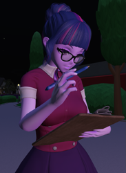 Size: 703x958 | Tagged: safe, artist:mollizora, sci-twi, twilight sparkle, equestria girls, 3d, clipboard, science, second life, solo