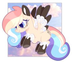 Size: 3584x3088 | Tagged: safe, artist:chococolte, oc, food pony, original species, pegasus, pony, colored wings, female, food, mare, multicolored hair, multicolored wings, ponified, rainbow hair, simple background, solo, transparent background, wings