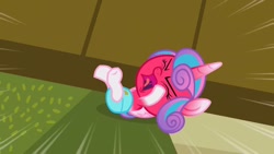 Size: 1280x720 | Tagged: safe, screencap, princess flurry heart, alicorn, pony, a flurry of emotions, angry, angry baby, baby, baby alicorn, baby flurry heart, baby pony, betrayal, betrayed, cloth diaper, diaper, eyes tightly closed, flailing, fury heart, infant, kicking, light pink cloth diaper, ponyville hospital, red face, safety pin, screaming, tantrum, temper tantrum