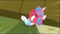 Size: 1024x575 | Tagged: safe, screencap, princess flurry heart, alicorn, pony, a flurry of emotions, angry baby, baby, baby alicorn, baby flurry heart, baby pony, betrayal, betrayed, cloth diaper, diaper, eyes tightly closed, flailing, fury heart, infant, kicking, light pink diaper, red face, safety pin, screaming, tantrum, temper tantrum
