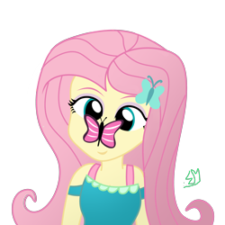 Size: 3000x3000 | Tagged: safe, artist:brisk-might3, fluttershy, butterfly, equestria girls, bust, butterfly on nose, insect on nose, simple background, solo, transparent background