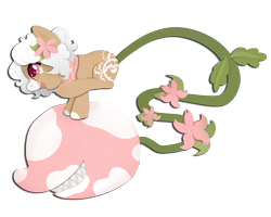 Size: 1280x1024 | Tagged: safe, artist:solnashko, oc, oc only, oc:bloom, oc:blossom, monster pony, original species, piranha plant pony, plant pony, augmented tail, female, flower, flower in hair, leapfrog, neckerchief, plant, sharp teeth, simple background, smiling, teeth, transparent background