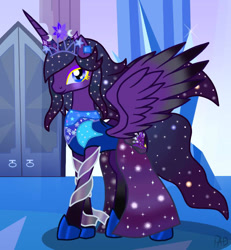 Size: 859x929 | Tagged: safe, artist:paolahedgehog, oc, oc:galaxy nova, alicorn, alicorn oc, crystal palace, horn, solo, wings