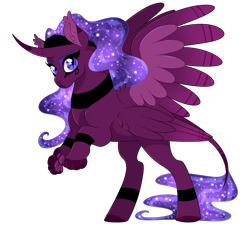 Size: 2700x2500 | Tagged: safe, artist:gigason, oc, oc only, alicorn, hybrid, seraph, sphinx, alicorn oc, ethereal mane, female, high res, horn, interspecies offspring, magical lesbian spawn, multiple wings, offspring, parent:princess luna, parent:sphinx (character), rearing, simple background, slit eyes, solo, sphinx oc, transparent background, wings