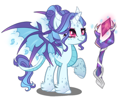 Size: 2000x1600 | Tagged: safe, artist:gihhbloonde, oc, dracony, dragon, hybrid, pony, base used, bloodstone scepter, female, magical lesbian spawn, offspring, parent:princess ember, parent:rarity, parents:emberity, simple background, solo, transparent background