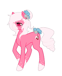 Size: 589x717 | Tagged: safe, artist:ad-opt, oc, oc only, oc:cherry cream, earth pony, pony, bow, colored hooves, earth pony oc, hair bow, raised hoof, simple background, solo, tail bow, transparent background