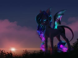 Size: 2048x1536 | Tagged: safe, artist:likelike1, oc, bat pony, bat pony oc, bat wings, cloud, female, mare, solo, sun, wings