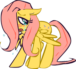 Size: 1200x1088 | Tagged: safe, artist:originalwocky, artist:rwko, derpibooru import, fluttershy, pegasus, pony, blushing, crying, cute, female, floppy ears, hair over one eye, mare, open mouth, sad, sadorable, shyabetes, simple background, solo, teary eyes, three quarter view, transparent background, wings, wings down