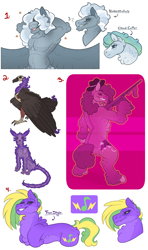 Size: 2406x4068 | Tagged: safe, artist:snootsnooter, oc, oc only, oc:cloud cutter, oc:freestyle, oc:nimbostratus, oc:rat pack, oc:styx, earth pony, ghoul, pegasus, undead, armpits, eye strain, gun, parent:fleetfoot, parent:octavia melody, parent:soarin', snootverse, tommy gun, weapon