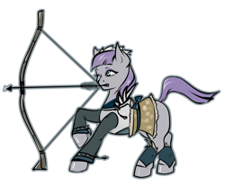 Size: 3516x2916 | Tagged: safe, artist:leastways, maud pie, earth pony, pony, archery, arrow, bowl, crossover, female, fire emblem, fire emblem fates, mare, requested art, setsuna (fire emblem), simple background, sketch, solo, transparent background