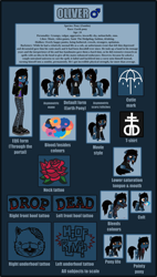 Size: 7012x12316 | Tagged: safe, artist:lightningbolt, derpibooru exclusive, earth pony, pony, undead, zombie, zombie pony, equestria girls, my little pony: pony life, absurd resolution, bags under eyes, bleeding, blood, blood stains, bloodshot eyes, bone, bring me the horizon, clothes, colored pupils, drop dead clothing, equestria girls-ified, fangs, frown, glasgow smile, grumpy, jacket, jeans, long sleeves, looking at you, male, male symbol, mouth hold, movie accurate, nosebleed, oliver sykes, pants, plushie, pointy ponies, ponified, rainbow blood, raised hoof, reference sheet, ripped jeans, sad, scar, shirt, shoes, sitting, slit eyes, solo, sonic the hedgehog (series), stallion, stitches, t-shirt, tattoo, text, tongue out, torn ear, undershirt, unshorn fetlocks, vector, younger