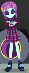 Size: 307x752 | Tagged: safe, sunny flare, equestria girls, clothes, crystal prep academy uniform, lidded eyes, plaid skirt, pleated skirt, school uniform, shoes, skirt, socks, sunny flare's wrist devices