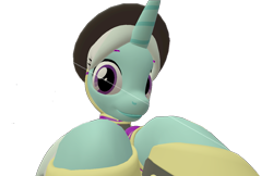 Size: 1113x720 | Tagged: safe, artist:topsangtheman, cornetta, pony, unicorn, 3d, clothes, hat, looking at you, simple background, solo, source filmmaker, transparent background, uniform