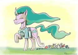 Size: 1528x1080 | Tagged: safe, artist:animatorwil, mistmane, unicorn, campfire tales, flower, solo