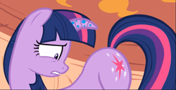 Size: 1637x845 | Tagged: safe, derpibooru import, screencap, twilight sparkle, unicorn twilight, unicorn, bridle gossip, butt, cropped, female, plot, shrunken pupils, solo, twilight flopple