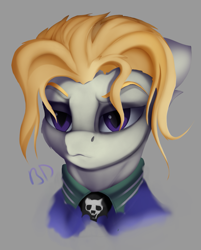 Size: 885x1103 | Tagged: safe, artist:batsdisaster, earth pony, pony, bust, clothes, diamond is unbreakable, jjba, jojo, jojo's bizarre adventure, male, ponified, portrait, purple eyes, solo, stallion, yoshikage kira