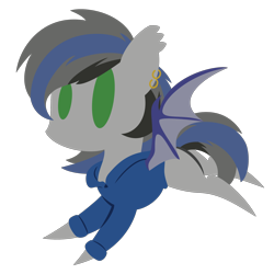 Size: 2100x2100 | Tagged: safe, artist:captshowtime, oc, oc only, oc:nightglider, bat pony, pony, chibi, clothes, commission, cute, ear piercing, earring, hoodie, icon, jacket, jewelry, piercing, simple background, solo, sweatshirt, transparent background, ych result, your character here