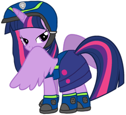 Size: 1138x1040 | Tagged: safe, artist:pink1ejack, artist:徐詩珮, derpibooru import, edit, twilight sparkle, twilight sparkle (alicorn), alicorn, pony, series:sprglitemplight diary, series:sprglitemplight life jacket days, series:springshadowdrops diary, series:springshadowdrops life jacket days, alternate universe, chase (paw patrol), clothes, female, paw patrol, simple background, solo, spy chase (paw patrol), stupid sexy twilight, transparent background, vector edit