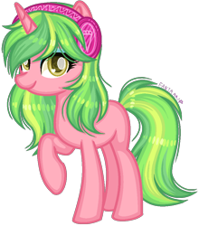 Size: 834x948 | Tagged: safe, artist:fantarianna, lemon zest, pony, unicorn, equestria girls, equestria girls ponified, female, headphones, looking at you, mare, ponified, simple background, solo, transparent background