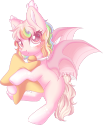 Size: 1280x1546 | Tagged: safe, artist:mxnxii, oc, oc:puffle, bat pony, pony, bat pony oc, bat wings, female, mare, simple background, solo, stars, transparent background, wings