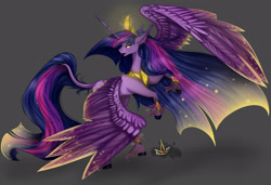 Size: 3500x2400 | Tagged: safe, artist:martazap3, derpibooru import, princess twilight 2.0, twilight sparkle, twilight sparkle (alicorn), alicorn, pony, the last problem, crown, female, high res, jewelry, looking at you, mare, peytral, rearing, regalia, solo, spread wings, tail, unshorn fetlocks, wings