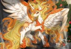 Size: 3500x2400 | Tagged: safe, artist:martazap3, daybreaker, alicorn, pony, female, mare, peytral, raised hoof, solo