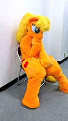 Size: 576x1024 | Tagged: artist needed, safe, derpibooru import, applejack, human, cute, fursuit, irl, irl human, japan, photo, ponyfesta, ponysuit, sitting, solo, thinking