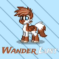 Size: 700x700 | Tagged: safe, artist:band sickle, oc, oc:wander lust, pegasus, pony, commission, heterochromia, male, name tag, pony town, simple background, solo, stallion