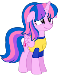 Size: 6312x8231 | Tagged: safe, alternate version, artist:ejlightning007arts, oc, oc only, oc:hsu amity, alicorn, alicorn oc, clothes, cute, female, floppy ears, horn, mare, not twilight sparkle, shirt, simple background, smiling, solo, transparent background, vector, wings