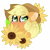 Size: 4000x4000 | Tagged: safe, artist:kawaiicofficial, artist:kawaiicreative, derpibooru import, part of a set, applejack, earth pony, pony, absurd resolution, blushing, bust, cute, ear fluff, eye clipping through hair, female, flower, heart eyes, jackabetes, mare, portrait, simple background, smiling, solo, sunflower, transparent background, wingding eyes