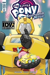 Size: 1054x1600 | Tagged: safe, derpibooru import, idw, fluttershy, pegasus, pony, bumblebee, cardboard, clash of hasbro's titans, clothes, costume, cute, idw is trying to murder us, shyabetes, sleeping, transformers