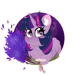 Size: 4000x4000 | Tagged: safe, artist:kawaiicreative, derpibooru import, part of a set, twilight sparkle, twilight sparkle (alicorn), alicorn, abstract background, absurd resolution, bust, chest fluff, circle background, cute, ear fluff, heart eyes, lavender, simple background, solo, transparent background, twiabetes, wingding eyes, zoom layer