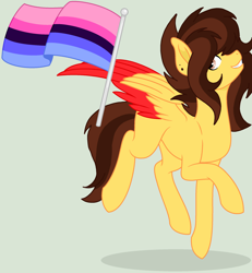 Size: 2208x2392 | Tagged: safe, artist:circuspaparazzi5678, oc, oc:chocolate pocky, pegasus, pony, base used, ear piercing, earring, jewelry, omnisexual, omnisexual pride flag, piercing, pride flag, pride month, solo