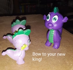 Size: 1280x1218 | Tagged: safe, spike, spike (g1), dragon, bootleg, cake toppers, irl, photo, toy