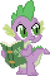 Size: 320x480 | Tagged: safe, artist:nopony, spike, dragon, bridle gossip, atg 2020, book, male, newbie artist training grounds, pixel art, simple background, solo, transparent background