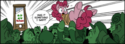 Size: 1767x628 | Tagged: safe, artist:nekoshiei, color edit, derpibooru import, edit, editor:anonycat, seven seas, pinkie pie, oc, oc:anon, earth pony, pony, my little pony: the manga, my little pony: the manga volume 2, spoiler:manga, spoiler:manga2, /mlp/, 4chan, colored, cropped, execution, female, guillotine, mare, rope, tied up