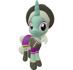 Size: 750x720 | Tagged: safe, artist:topsangtheman, cornetta, pony, unicorn, 3d, clothes, hat, looking at you, simple background, solo, source filmmaker, transparent background, uniform