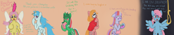 Size: 3826x778 | Tagged: safe, artist:fameng, fizzy, majesty, rosedust, shady, sweet stuff, wind whistler, earth pony, flutter pony, pegasus, unicorn, g1, bipedal, both cutie marks, despair, dialogue, female, g1 to g4, generation leap, mare, meme, sad, tsundere