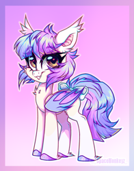 Size: 1425x1821 | Tagged: safe, artist:_spacemonkeyz_, oc, oc:moon sugar (spacemonkeyz), bat pony, bow, solo