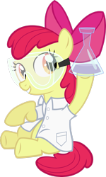Size: 1895x3163 | Tagged: safe, artist:slb94, apple bloom, twilight time, clothes, erlenmeyer flask, lab coat, safety goggles, simple background, solo, transparent background, vector