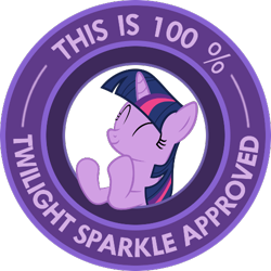 Size: 500x500 | Tagged: safe, derpibooru import, twilight sparkle, pony, unicorn, look before you sleep, approved, circle, clapping, eyes closed, seal of approval, simple background, transparent background, vector