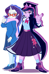 Size: 2785x4205 | Tagged: safe, artist:limedazzle, derpibooru import, rarity, twilight sparkle, human, equestria girls, clothes, cosplay, costume, high res, horn, horned humanization, humanized, jojo, jojo's bizarre adventure, jotaro kujo, noriaki kakyoin, simple background, transparent background, vector